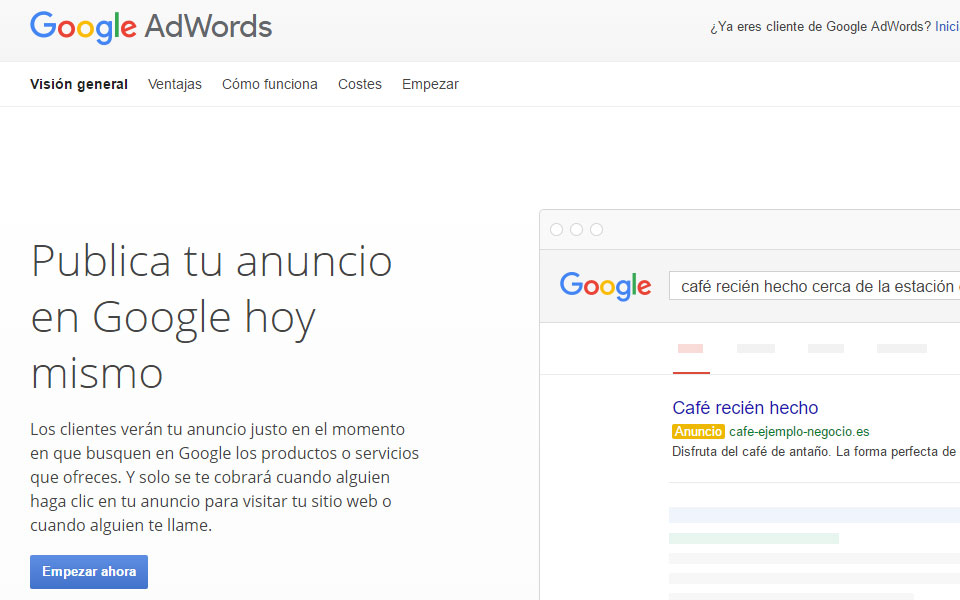 Campaña en Google Adwords