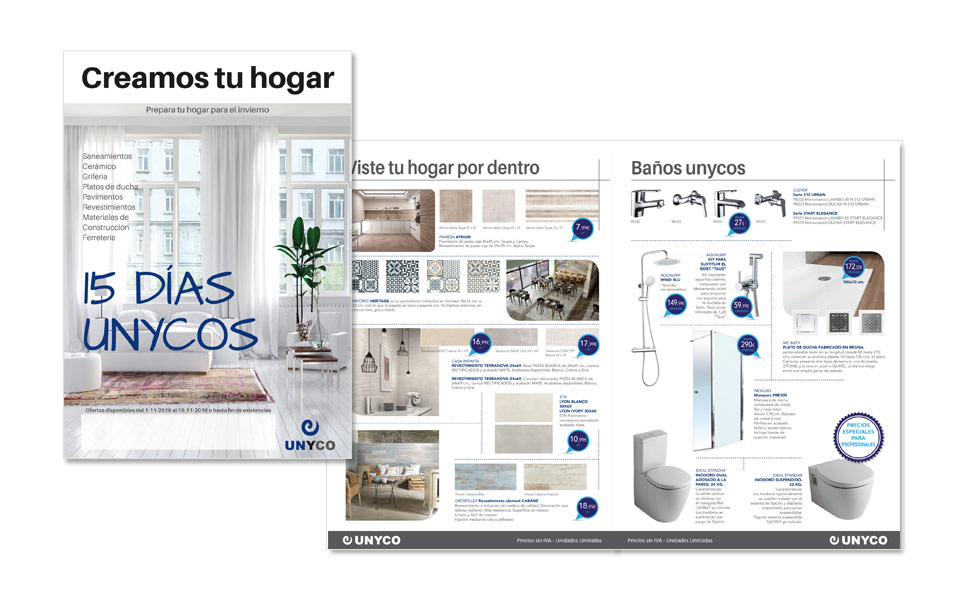 Diseño e impresión catálogo 8 pag. UNYCO