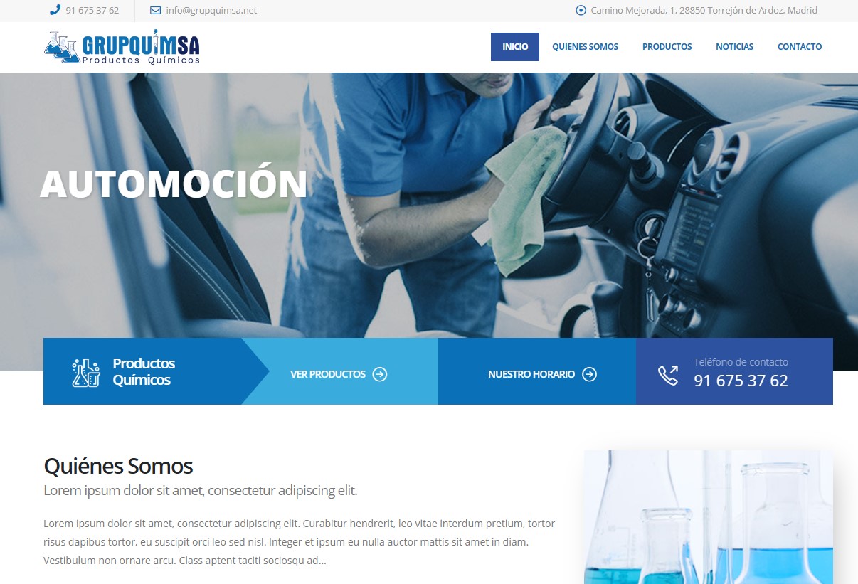 Diseño de web corporativa para GrupQuim s.a.